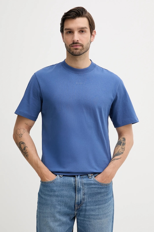 HUGO t-shirt bawełniany niebieski 50488330