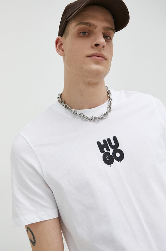 HUGO tricou din bumbac print alb 50488904