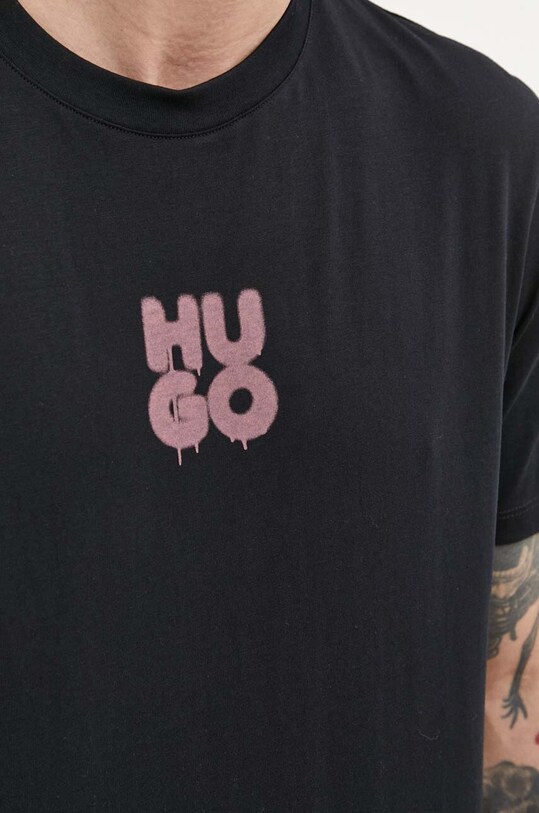 HUGO pamut póló 50488904 fekete