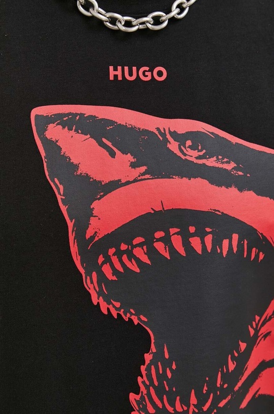 Хлопковая футболка HUGO 50493058 чёрный