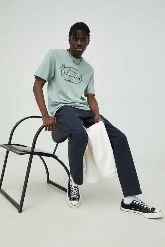 Bavlněné tričko Filling Pieces 88154619930 zelená SS23