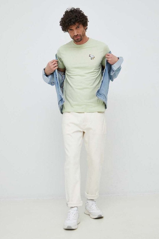 Памучна тениска PS Paul Smith M2R.010R.KP3824 зелен SS23