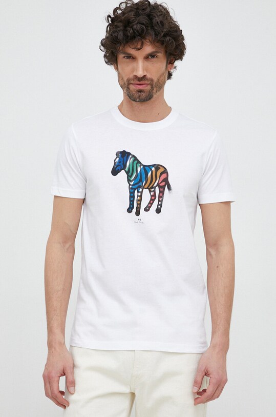 Bavlněné tričko PS Paul Smith bílá M2R.010R.KP3821