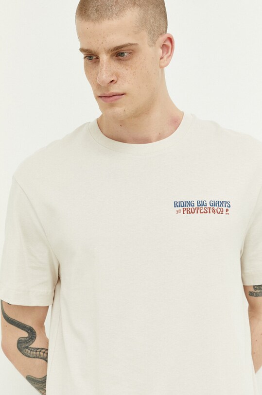 Odzież Protest t-shirt bawełniany 1711831 beżowy