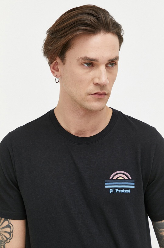 Protest t-shirt bawełniany czarny 1711931