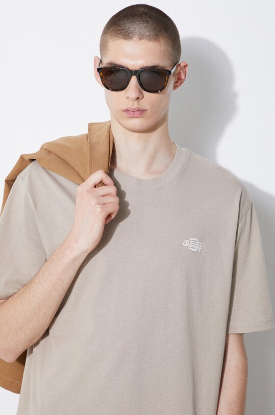 Dickies t-shirt bawełniany beżowy DK0A4YAIBLK1