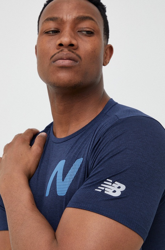 New Balance t-shirt do biegania Impact regular granatowy MT21277NML