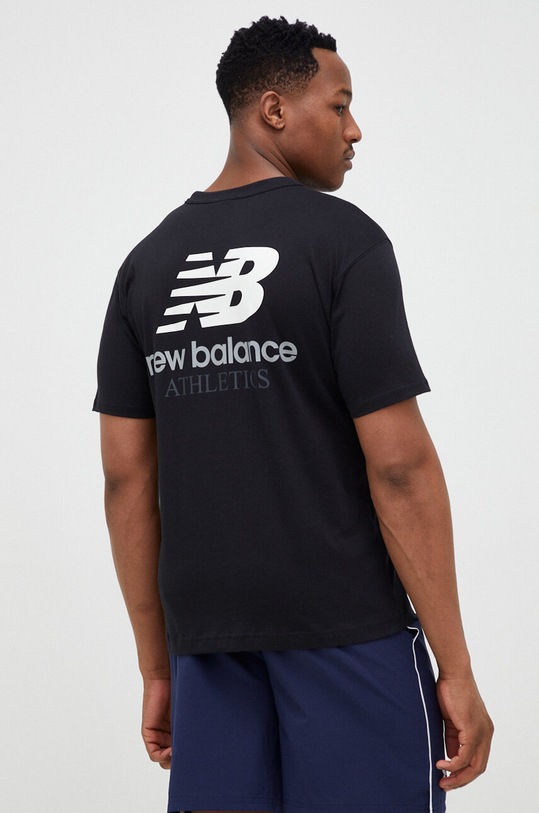 New Balance t-shirt bawełniany czarny MT31504BK