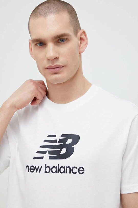 Pamučna majica New Balance pamuk bijela MT31541WT