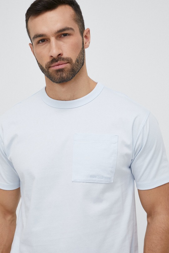 New Balance t-shirt bawełniany niebieski MT23567IB