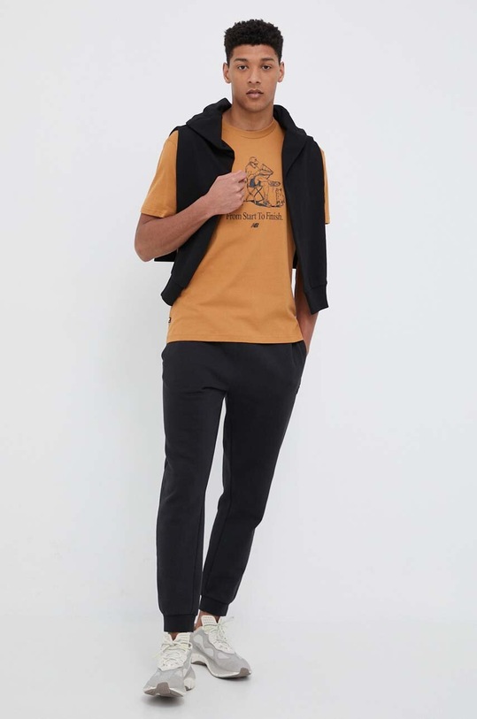 New Balance tricou din bumbac MT31560TOB maro SS23