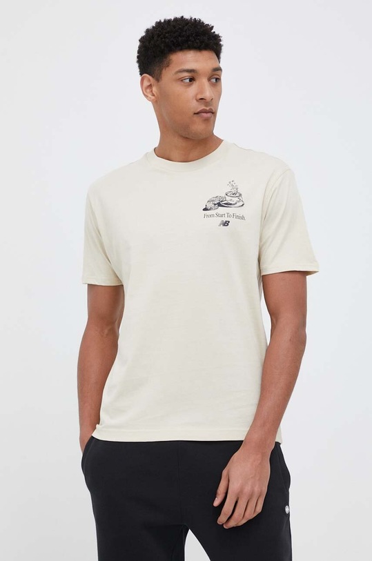 New Balance tricou din bumbac print bej MT31561BE