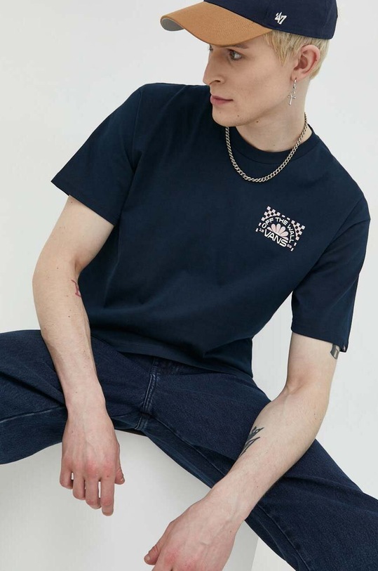 Vans t-shirt bawełniany nadruk granatowy VN00003MNVY1