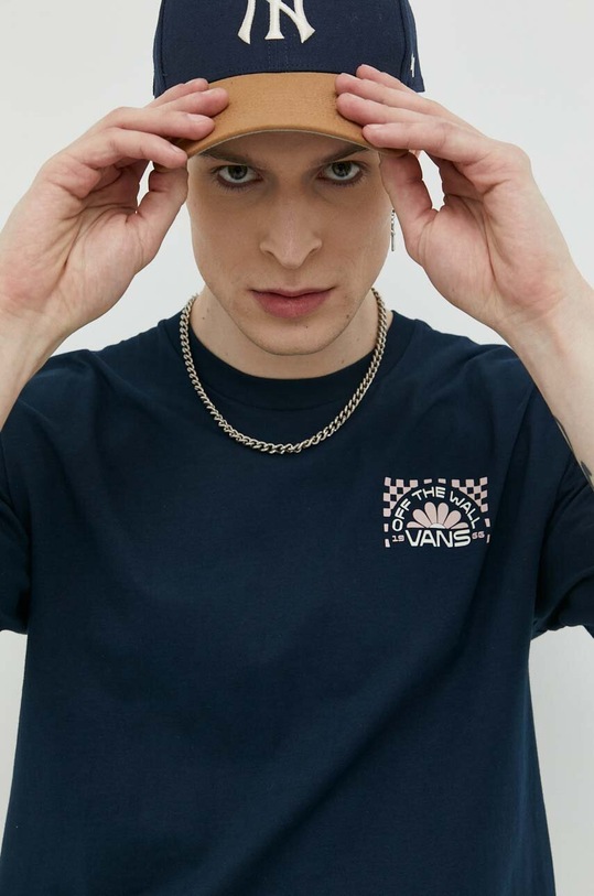 Vans t-shirt bawełniany granatowy VN00003MNVY1