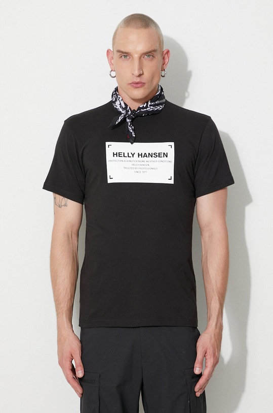 Bavlnené tričko Helly Hansen 53976 čierna