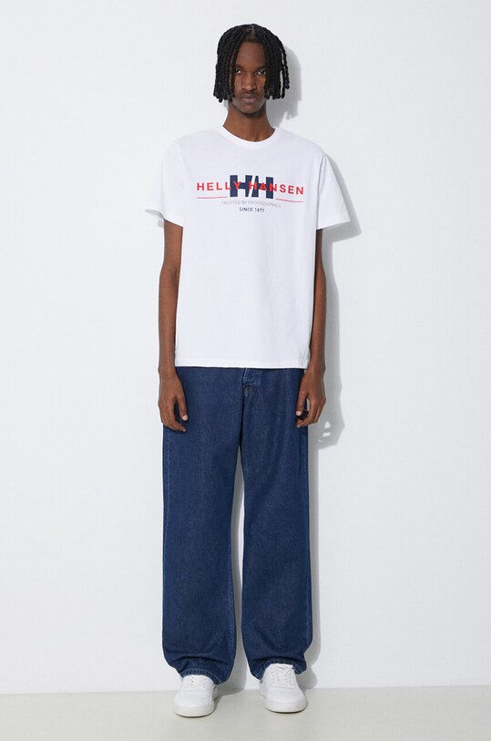 Bavlnené tričko Helly Hansen 53936 biela AW24