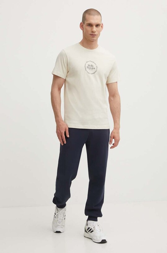 Хлопковая футболка Helly Hansen 53936 бежевый AW24