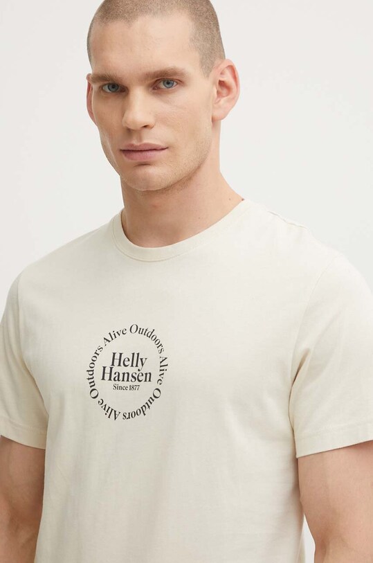 Хлопковая футболка Helly Hansen бежевый 53936