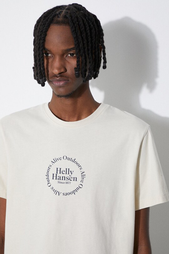 Хлопковая футболка Helly Hansen 53936 бежевый