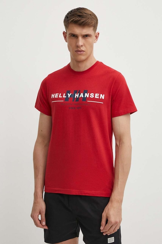 Βαμβακερό μπλουζάκι Helly Hansen κόκκινο 53936