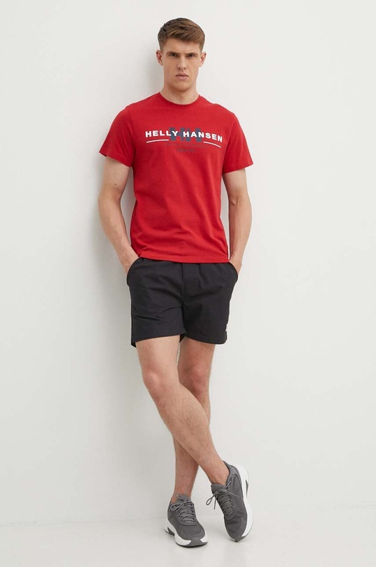 Βαμβακερό μπλουζάκι Helly Hansen 53936 κόκκινο AW24