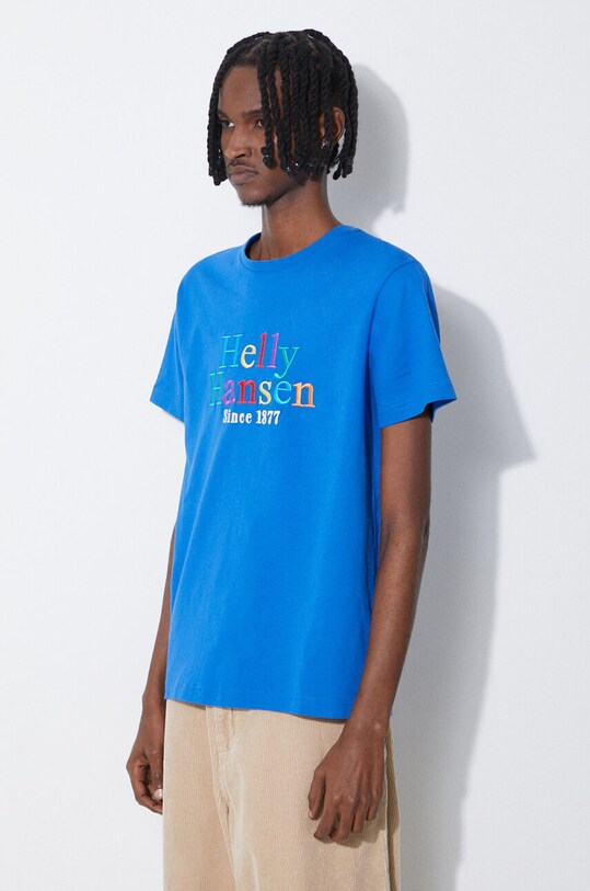 Bavlnené tričko Helly Hansen modrá 53936