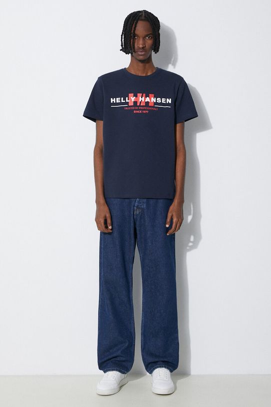 Bavlněné tričko Helly Hansen 53936 námořnická modř AW24