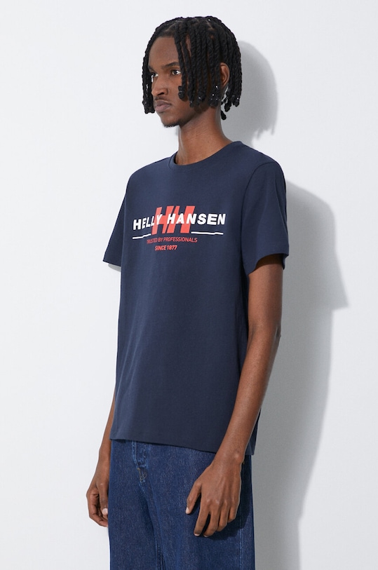 Βαμβακερό μπλουζάκι Helly Hansen σκούρο μπλε 53936