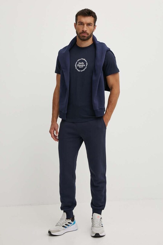 Helly Hansen tricou din bumbac 53936 bleumarin AW24