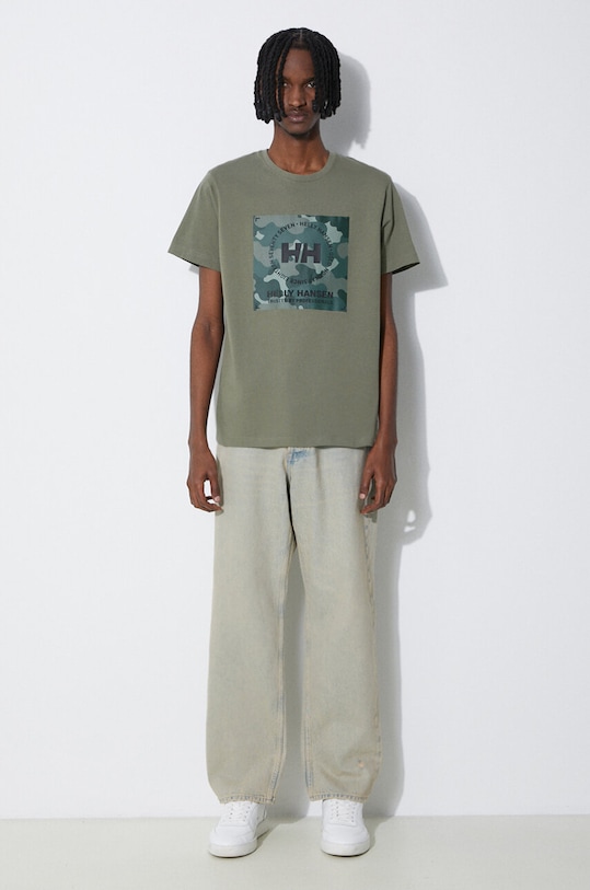 Хлопковая футболка Helly Hansen 53936 зелёный AW24