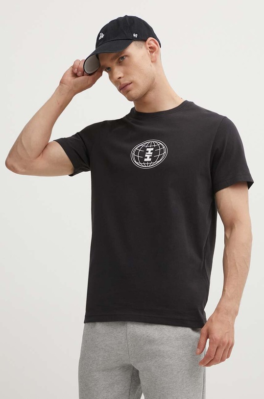 Ρούχα Βαμβακερό μπλουζάκι Helly Hansen 53936 μαύρο