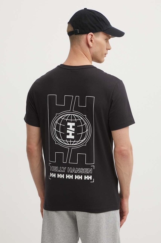 Βαμβακερό μπλουζάκι Helly Hansen μαύρο 53936