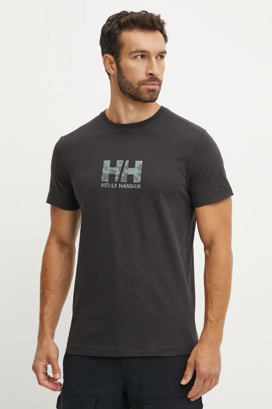 Бавовняна футболка Helly Hansen CORE GRAPHIC візерунок чорний 53936