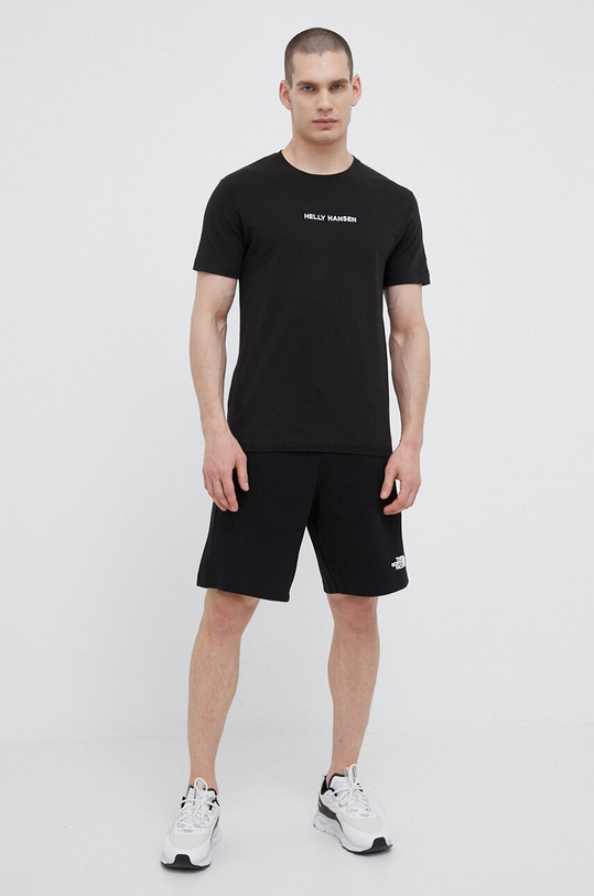 Βαμβακερό μπλουζάκι Helly Hansen 53936 μαύρο AW24