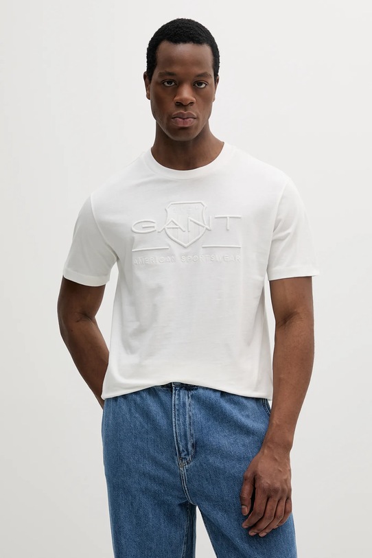 Bavlnené tričko Gant biela 2003140