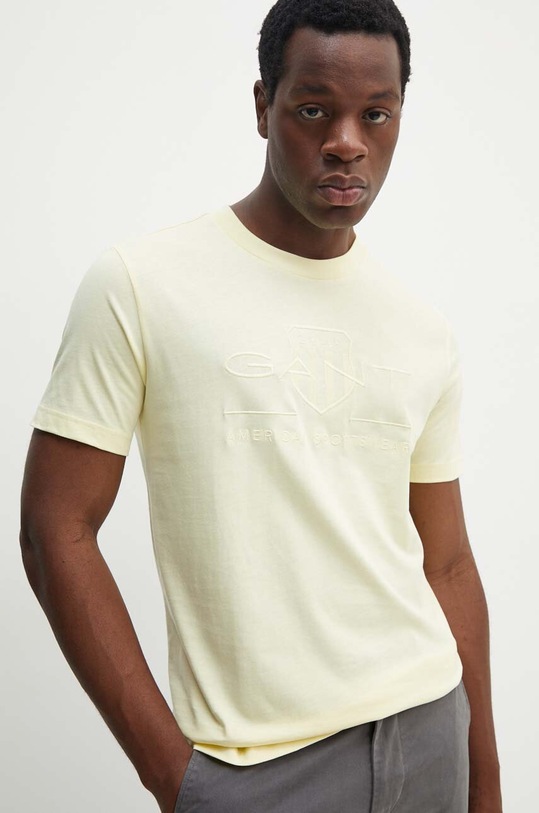 Bavlněné tričko Gant žlutá 2003140