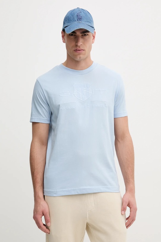 Бавовняна футболка Gant regular блакитний 2003140