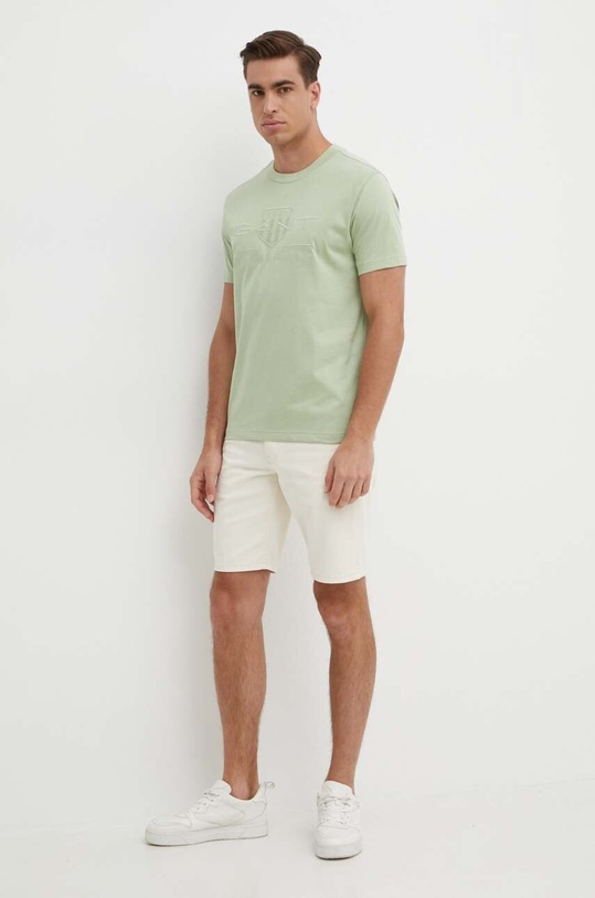 Gant t-shirt bawełniany 2003140 zielony SS25