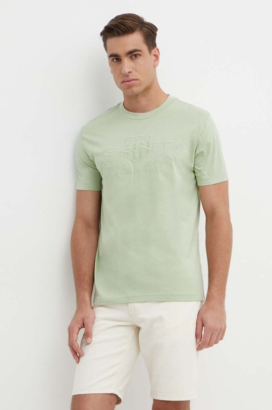 Gant t-shirt bawełniany zielony 2003140
