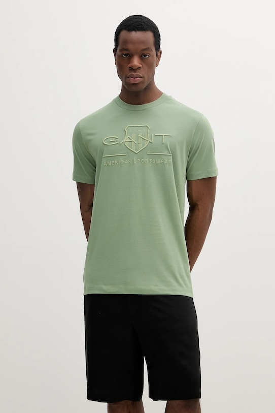 Bavlnené tričko Gant zelená 2003140
