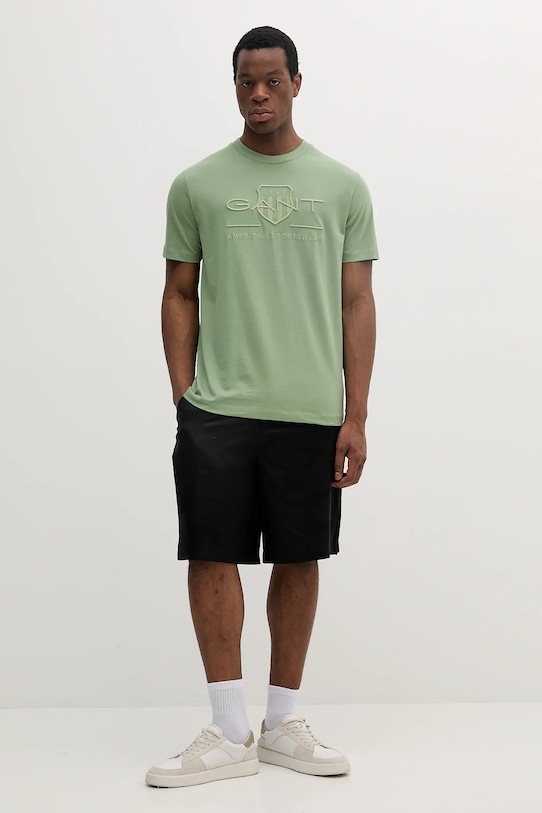 Bavlnené tričko Gant 2003140 zelená SS25