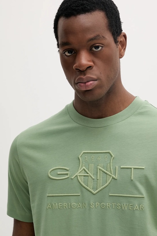 Bavlnené tričko Gant zelená 2003140