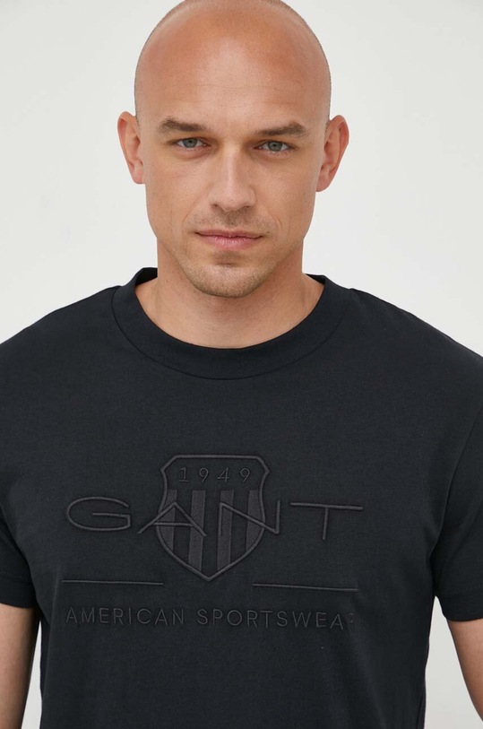 Gant t-shirt bawełniany regular czarny 2003140