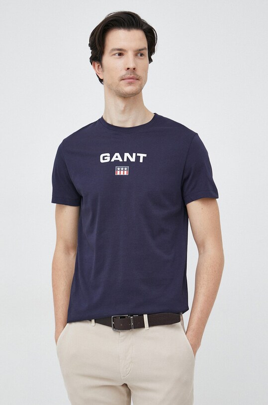 Бавовняна футболка Gant темно-синій 902319008
