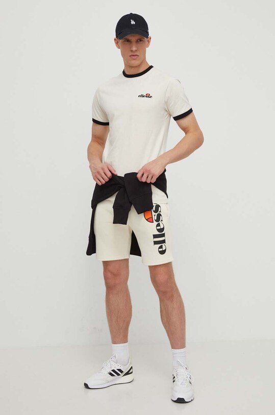 Ellesse t-shirt bawełniany Meduno T-Shirt SHR10164 beżowy SS24