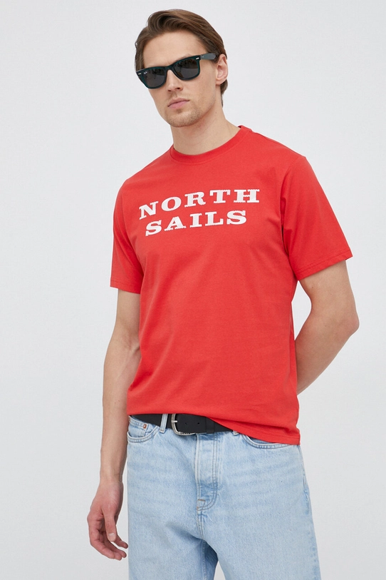 North Sails t-shirt bawełniany 692838 czerwony SS23