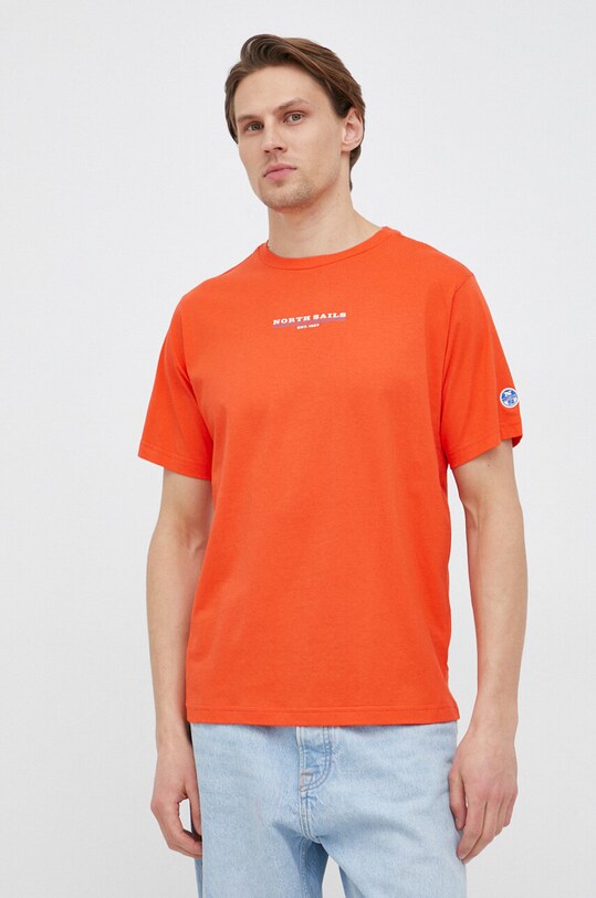 North Sails t-shirt bawełniany nadruk pomarańczowy 692839