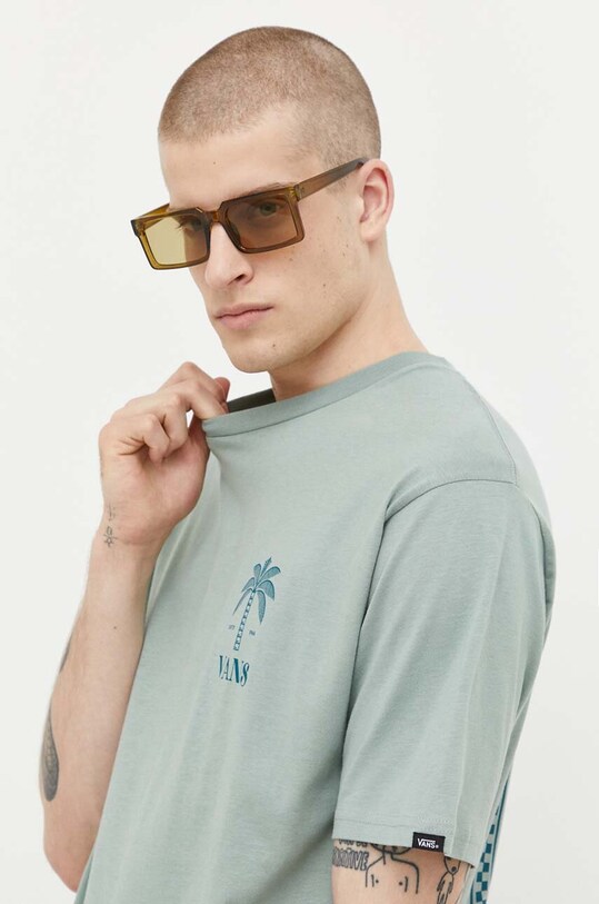 Vans t-shirt bawełniany zielony VN0007V9RL61