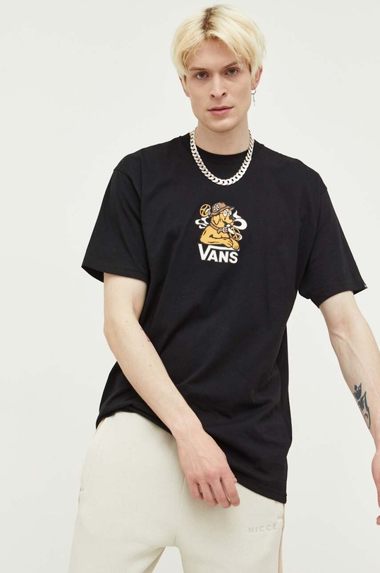 Vans tricou din bumbac print negru VN0006DEBLK1