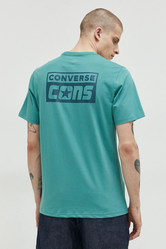 Odzież Converse t-shirt bawełniany 10021134.A15 turkusowy